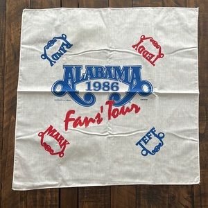 Alabama 1986 Fan’s Tour White Blue Red Concert Bandana Face Mask Scarf